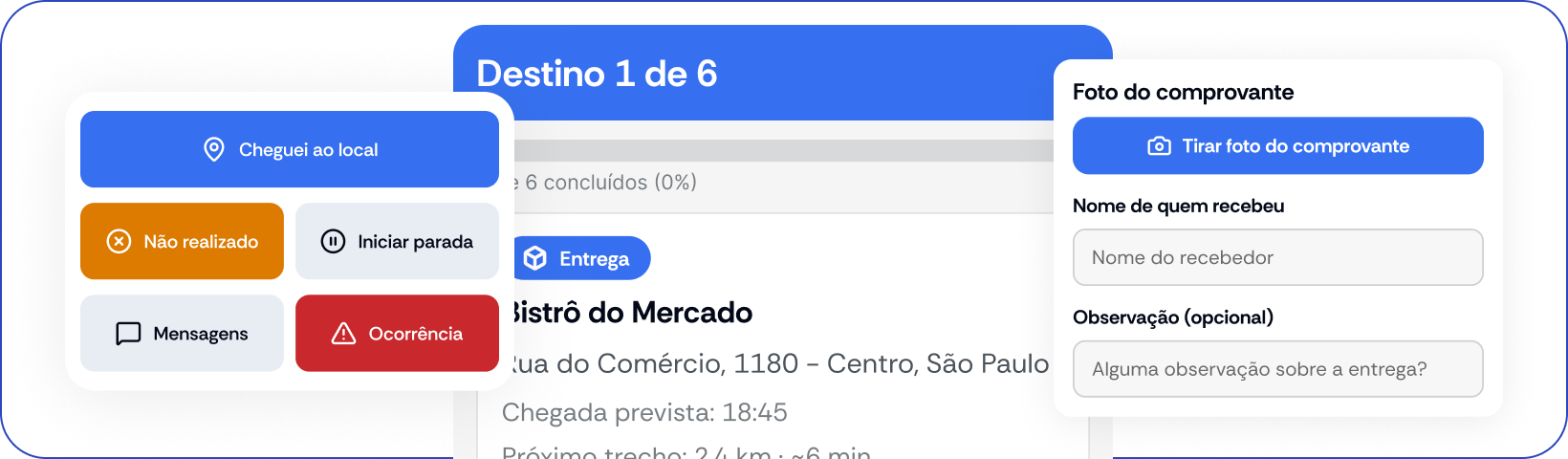 Execução e comprovação no app do motorista